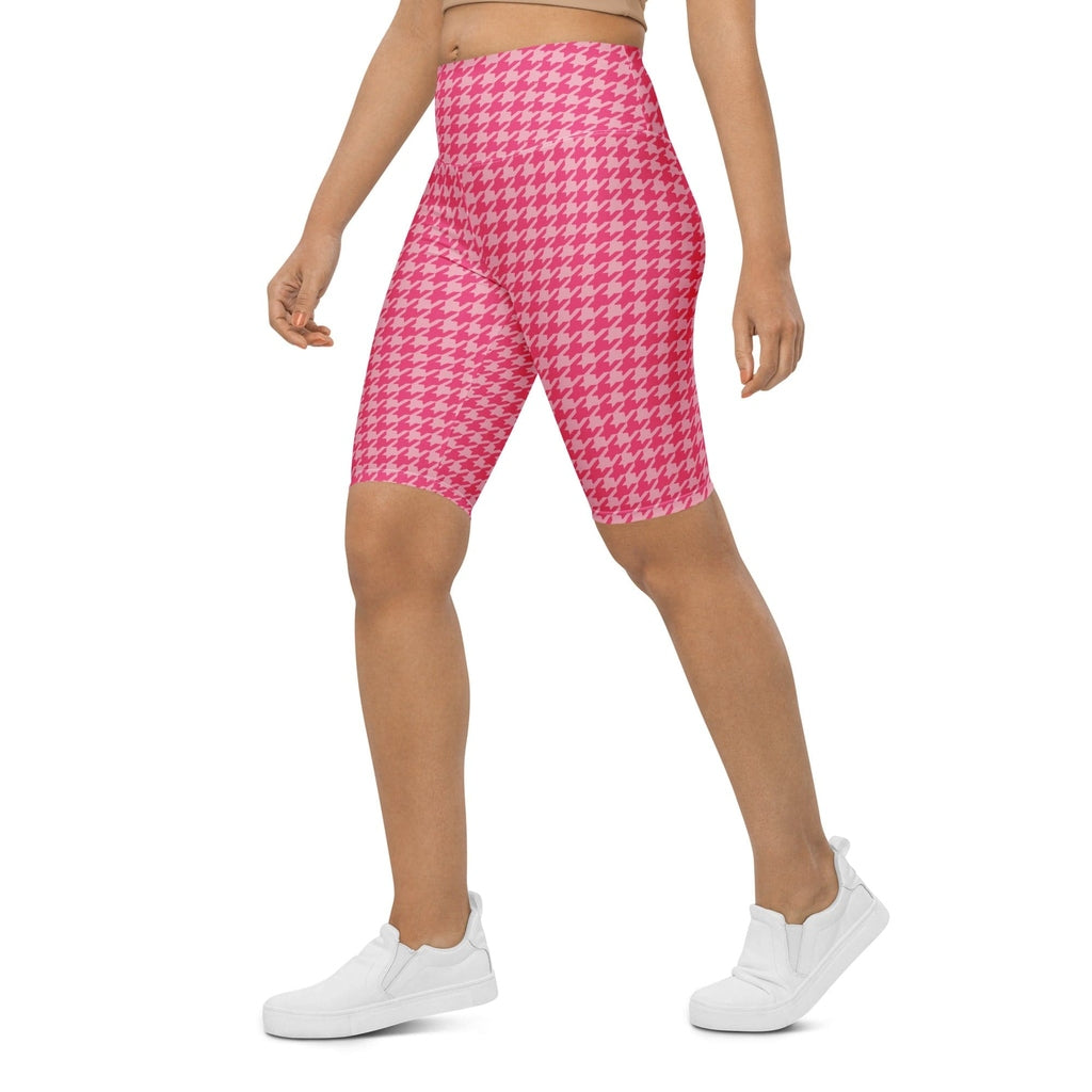 Power Pink Houndstooth Biker Shorts