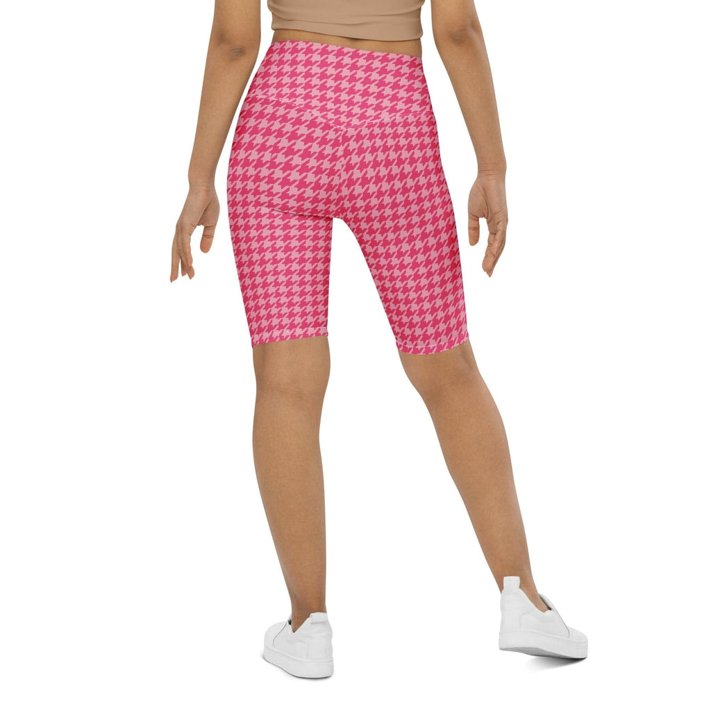 Power Pink Houndstooth Biker Shorts