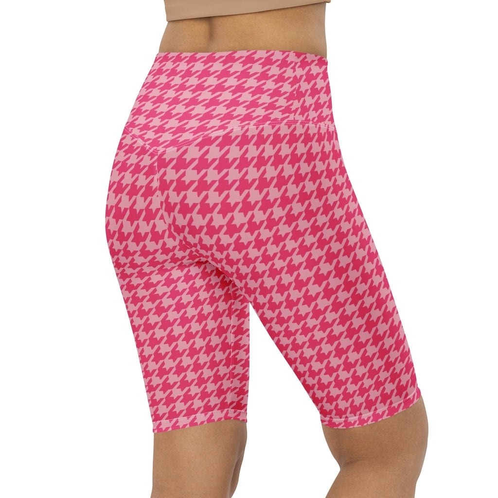 Power Pink Houndstooth Biker Shorts