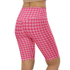 Power Pink Houndstooth Biker Shorts