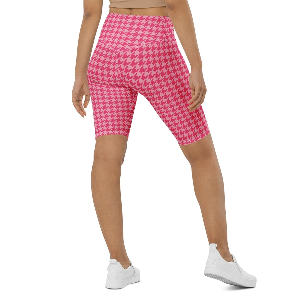 Power Pink Houndstooth Biker Shorts