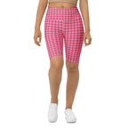 Power Pink Houndstooth Biker Shorts