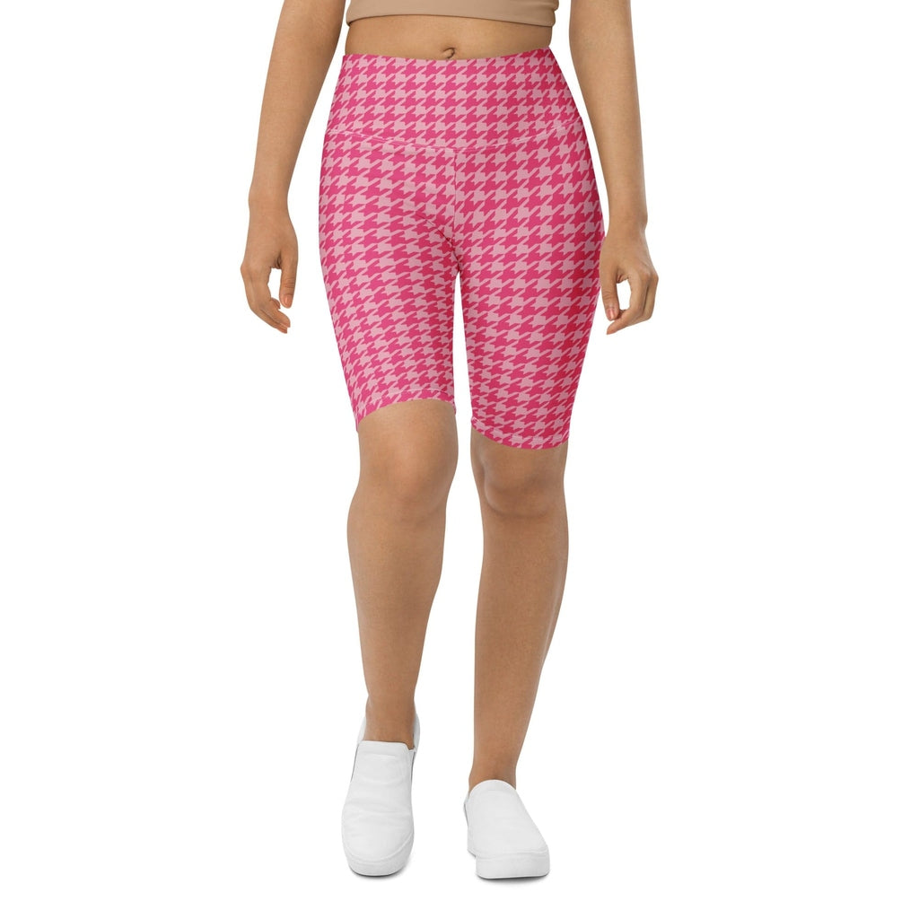 Power Pink Houndstooth Biker Shorts