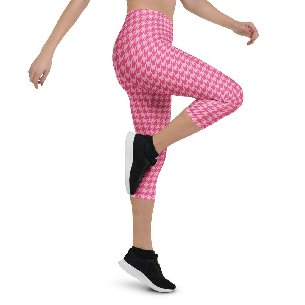 Power Pink Houndstooth Capris