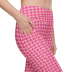 Power Pink Houndstooth Crossover Leggings With Pockets