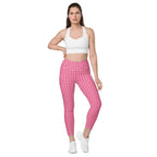 Power Pink Houndstooth Crossover Leggings With Pockets