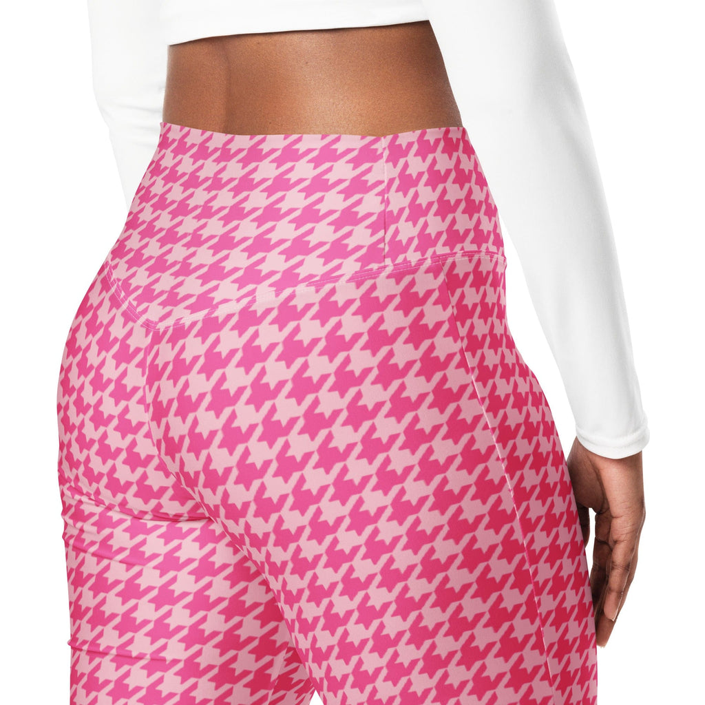 Power Pink Houndstooth Flare Leggings