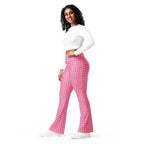 Power Pink Houndstooth Flare Leggings