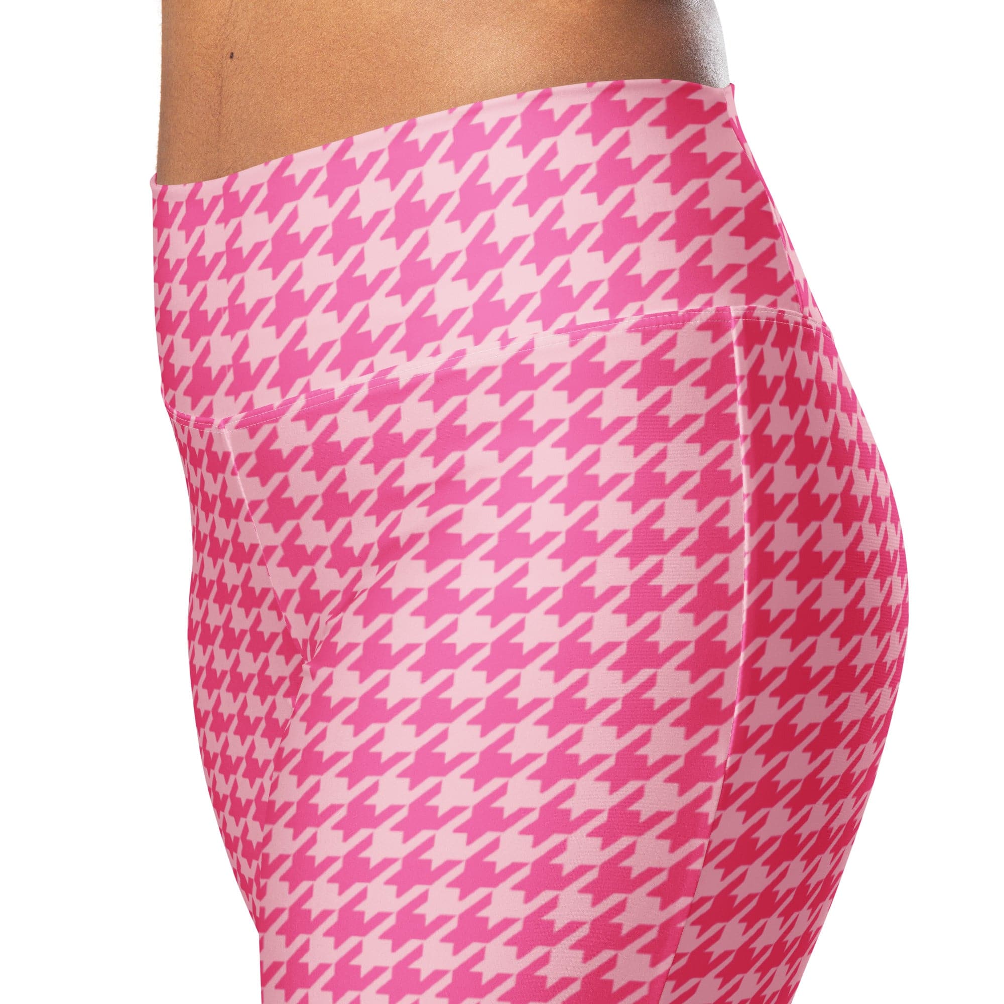 Power Pink Houndstooth Flare Leggings