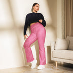 Power Pink Houndstooth Flare Leggings