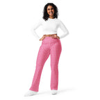 Power Pink Houndstooth Flare Leggings