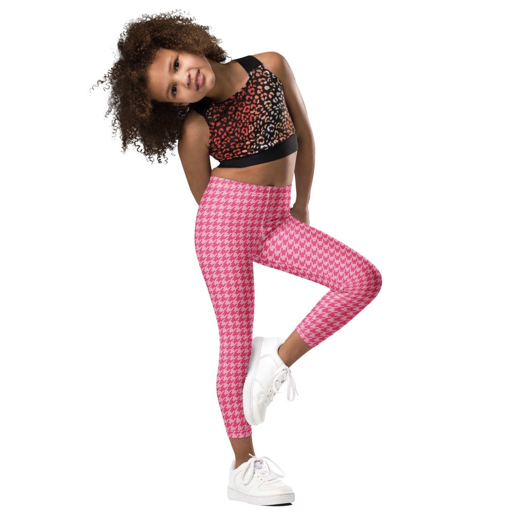 Power Pink Houndstooth Kid's Leggings