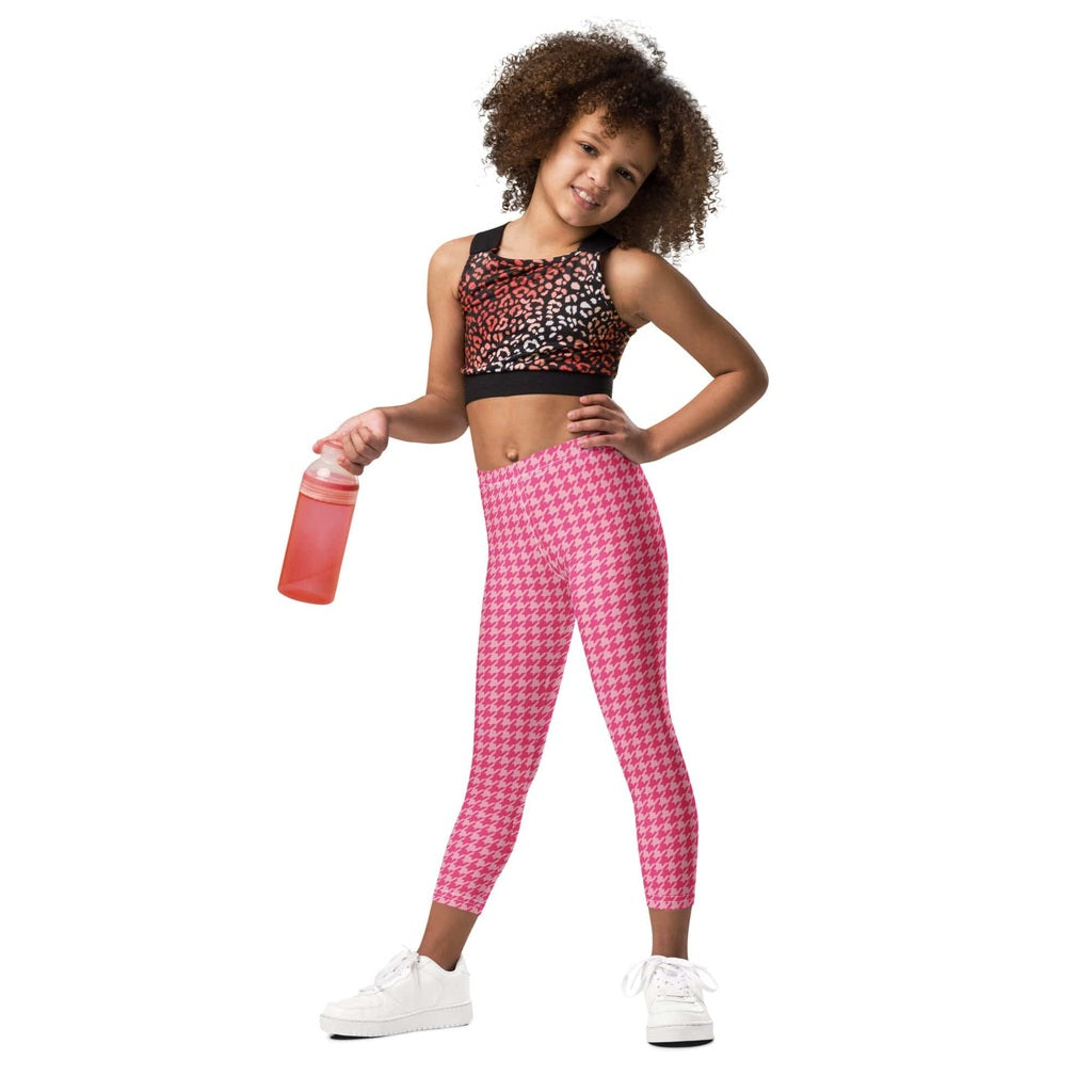 Power Pink Houndstooth Kid's Leggings