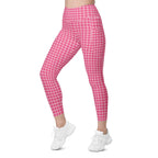 Power Pink Houndstooth Leggings With Pockets