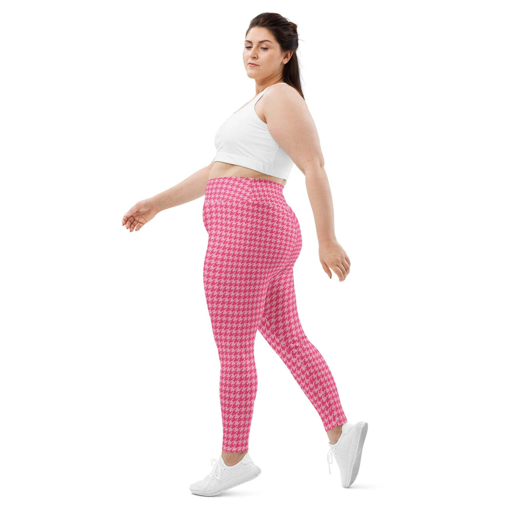Power Pink Houndstooth Plus Size Leggings