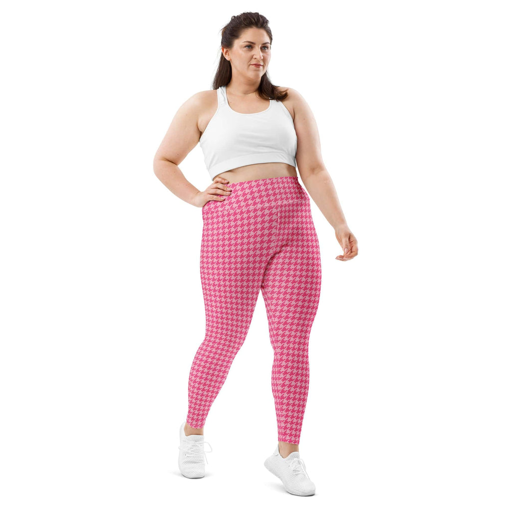 Power Pink Houndstooth Plus Size Leggings