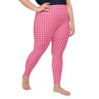 Power Pink Houndstooth Plus Size Leggings
