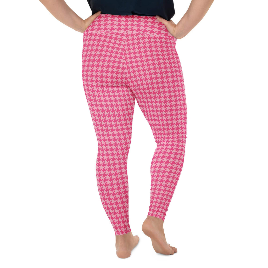 Power Pink Houndstooth Plus Size Leggings