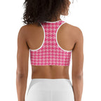 Power Pink Houndstooth Sports Bra