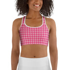 Power Pink Houndstooth Sports Bra