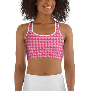Power Pink Houndstooth Sports Bra