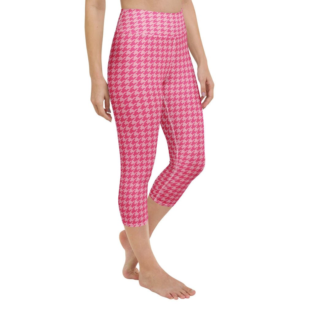 Power Pink Houndstooth Yoga Capris