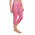 Power Pink Houndstooth Yoga Capris