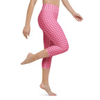 Power Pink Houndstooth Yoga Capris