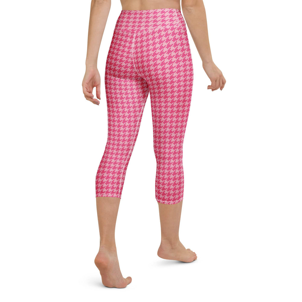 Power Pink Houndstooth Yoga Capris