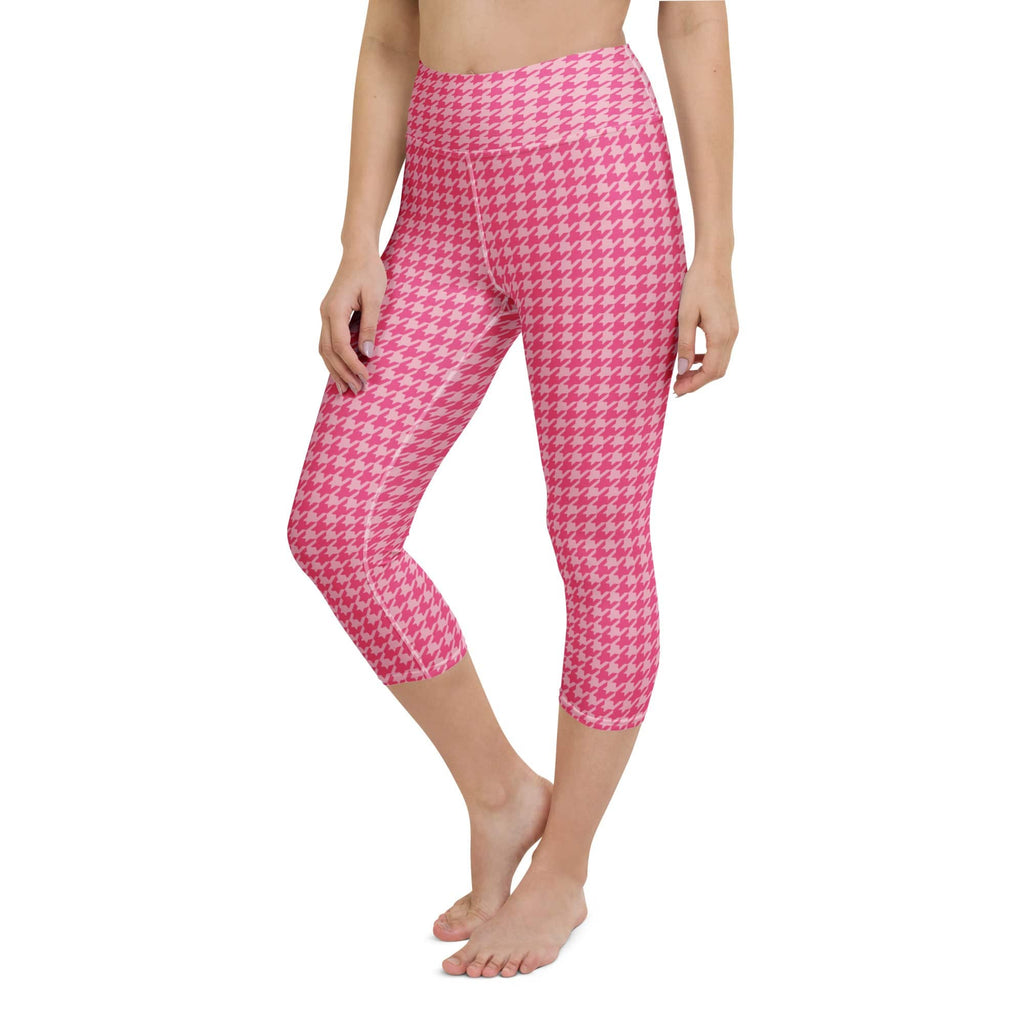 Power Pink Houndstooth Yoga Capris