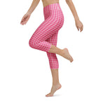 Power Pink Houndstooth Yoga Capris