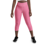 Power Pink Houndstooth Yoga Capris