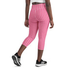 Power Pink Houndstooth Yoga Capris