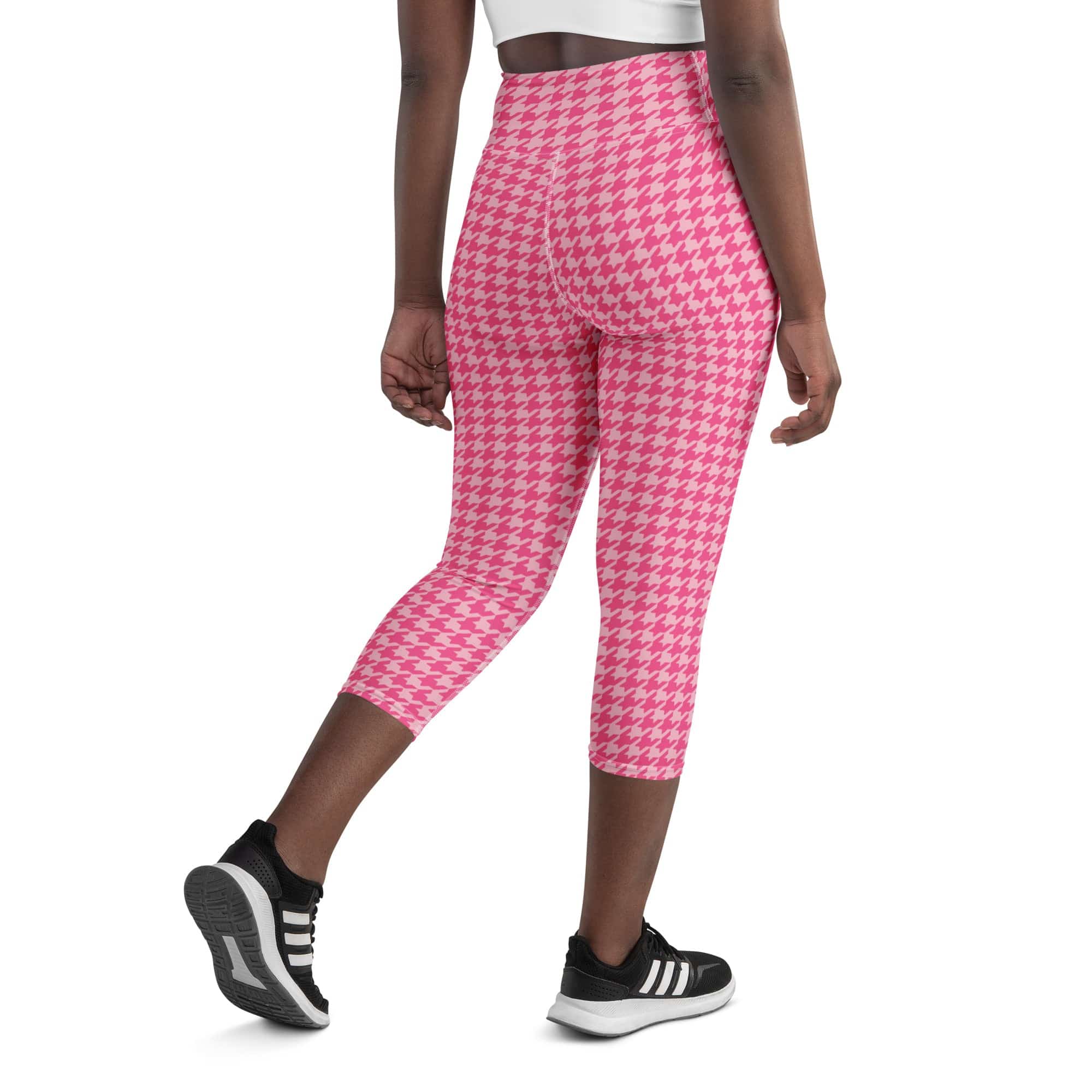 Power Pink Houndstooth Yoga Capris