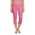 Power Pink Houndstooth Yoga Capris
