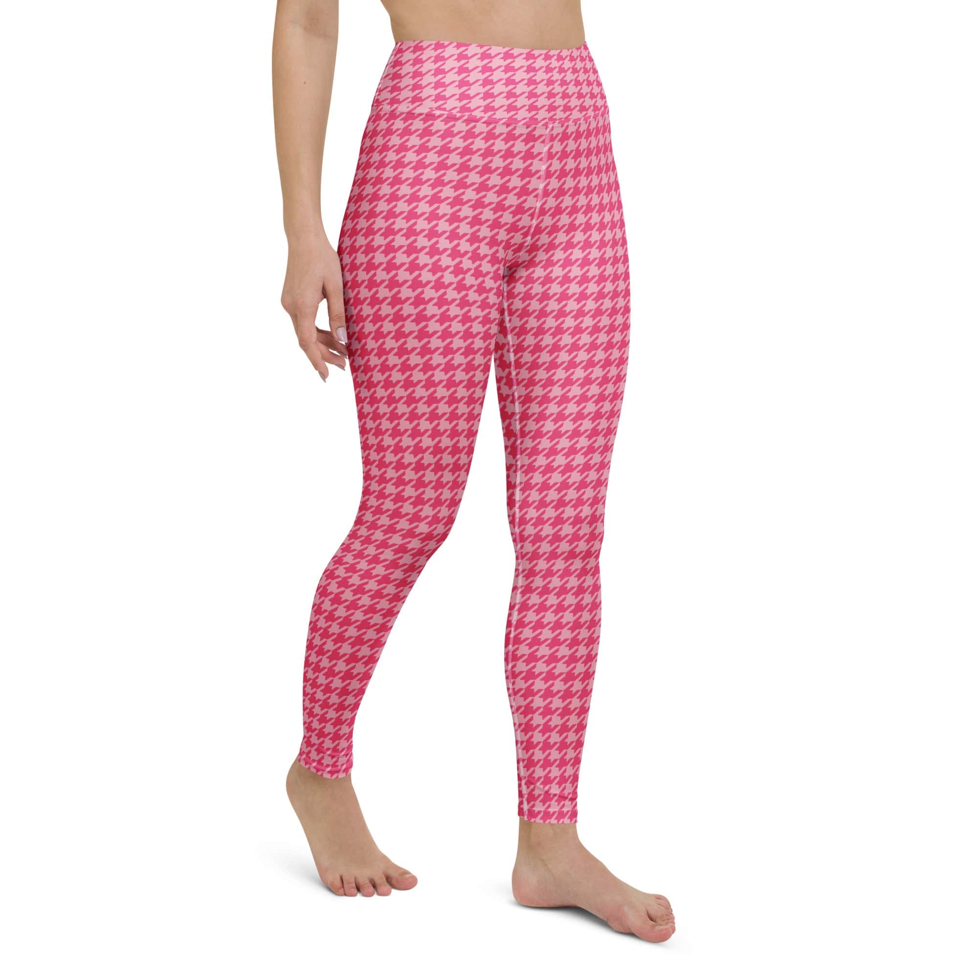 Power Pink Houndstooth Yoga Leggings