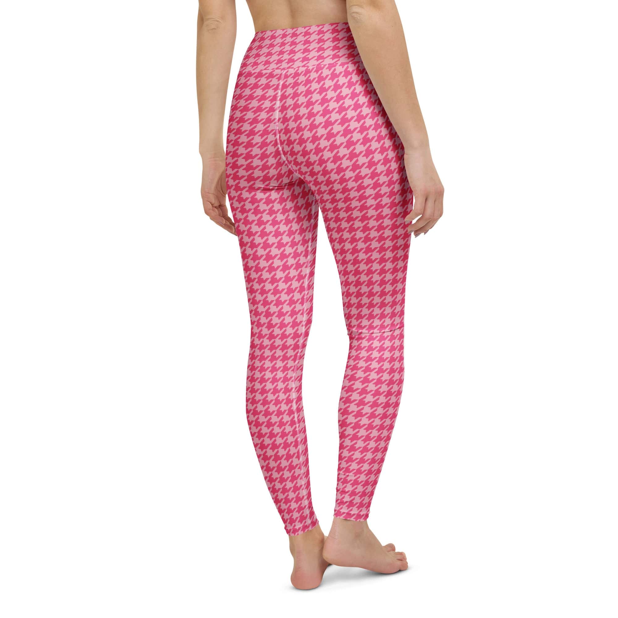 Power Pink Houndstooth Yoga Leggings