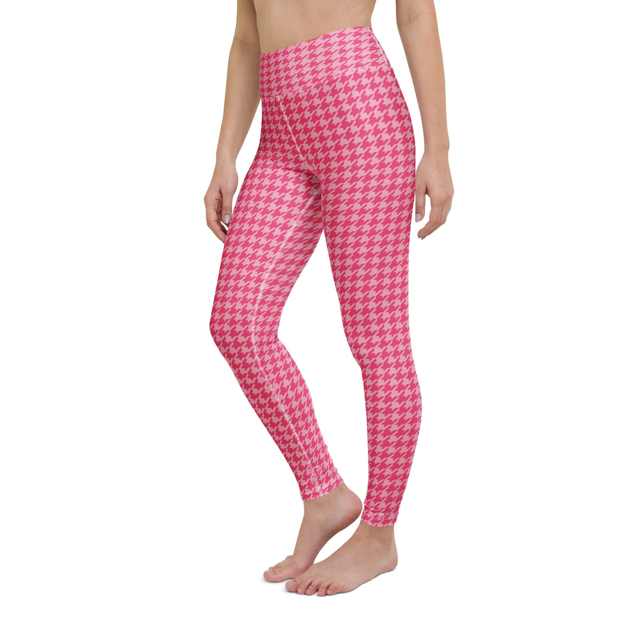 Power Pink Houndstooth Yoga Leggings