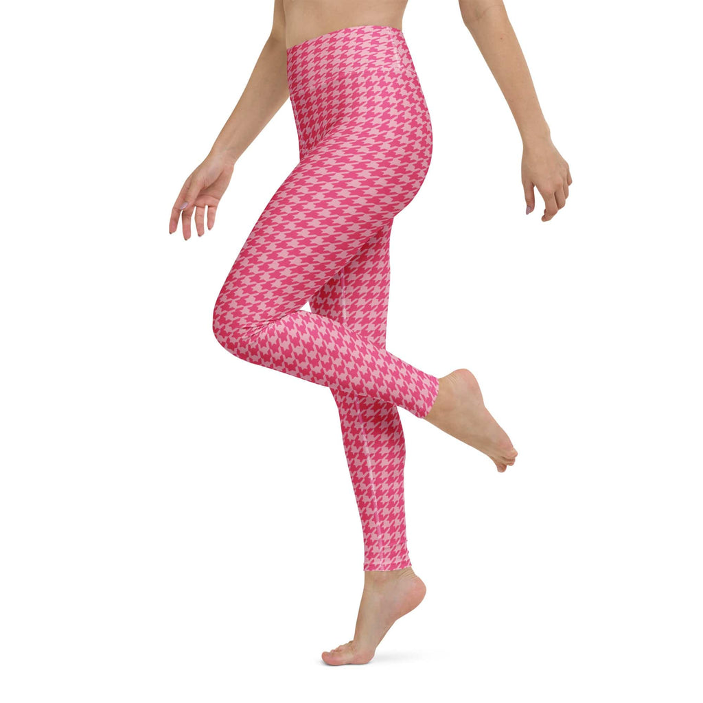 Power Pink Houndstooth Yoga Leggings