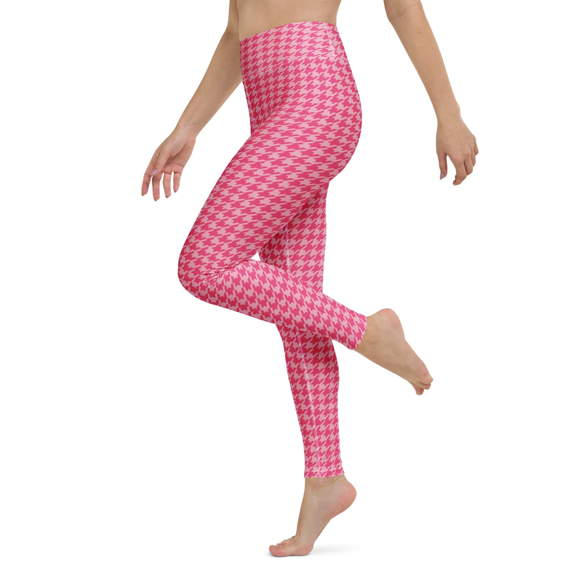 Power Pink Houndstooth Yoga Leggings