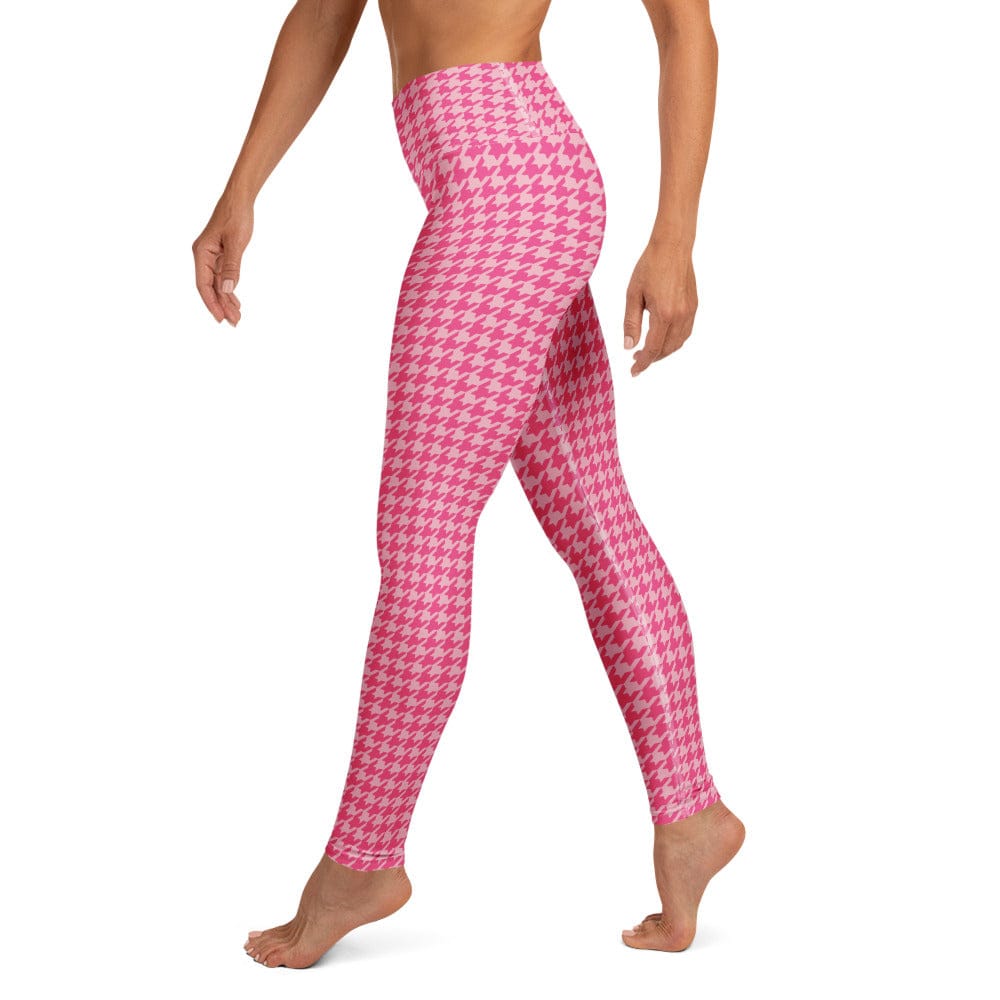 Power Pink Houndstooth Yoga Leggings