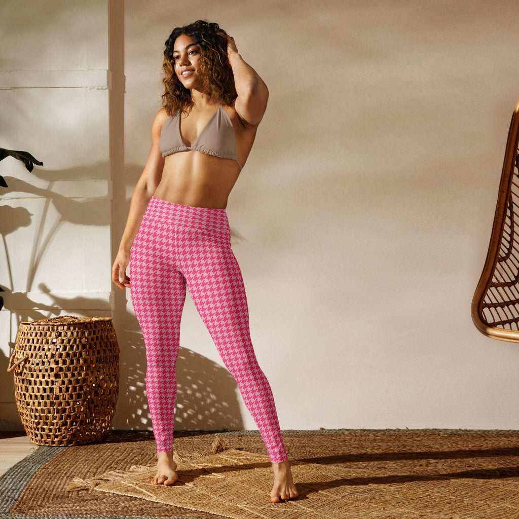 Power Pink Houndstooth Yoga Leggings