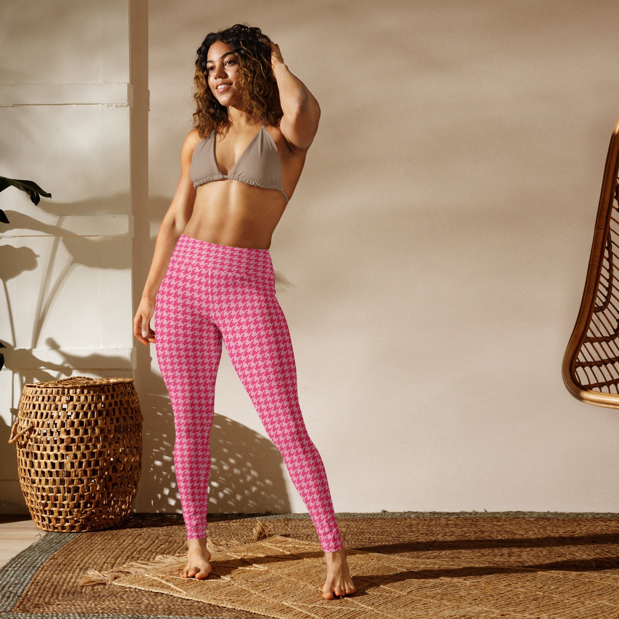 Power Pink Houndstooth Yoga Leggings