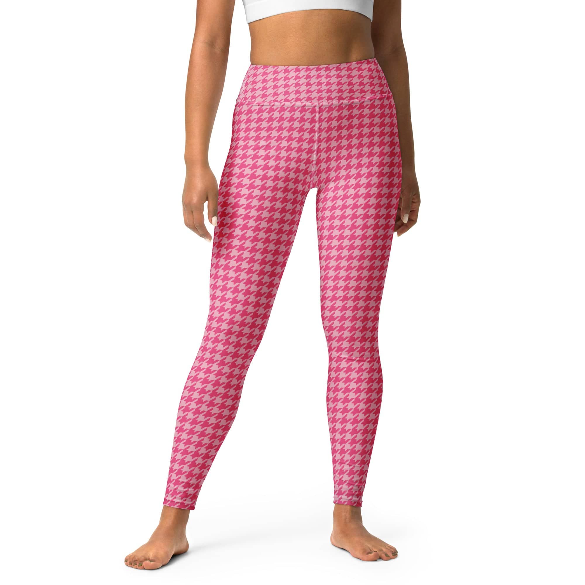 Power Pink Houndstooth Yoga Leggings
