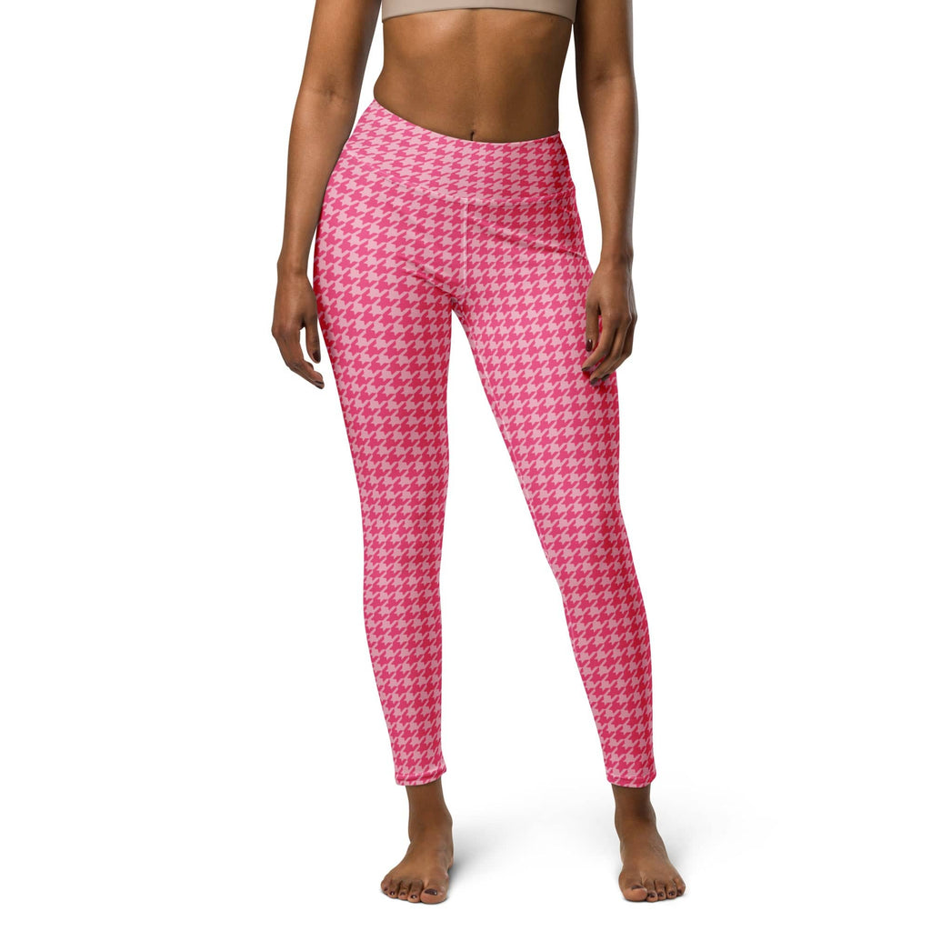Power Pink Houndstooth Yoga Leggings