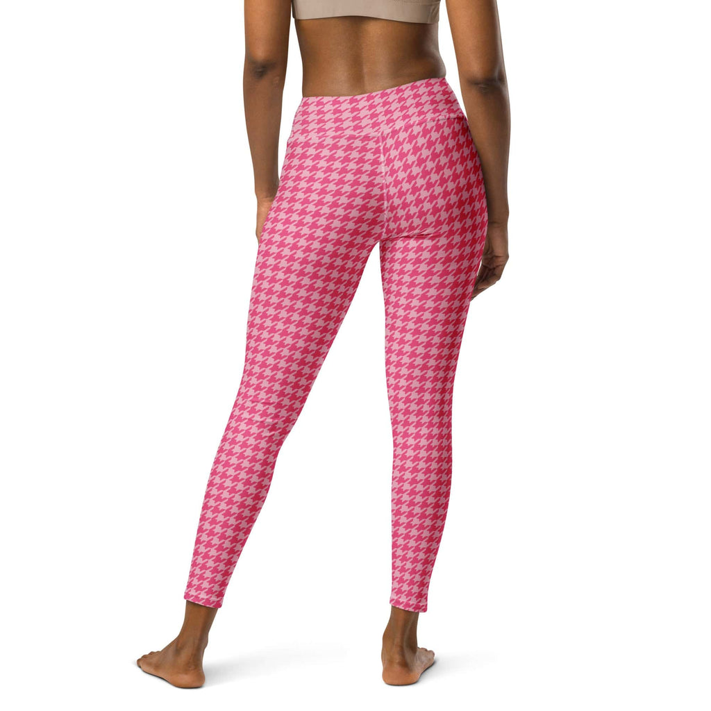 Power Pink Houndstooth Yoga Leggings