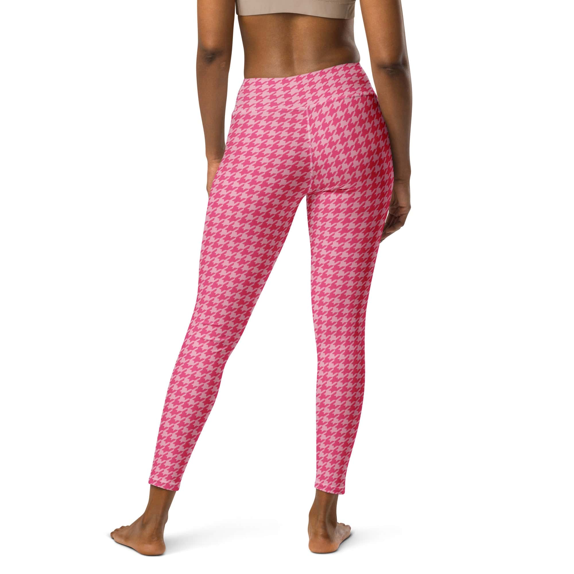 Power Pink Houndstooth Yoga Leggings