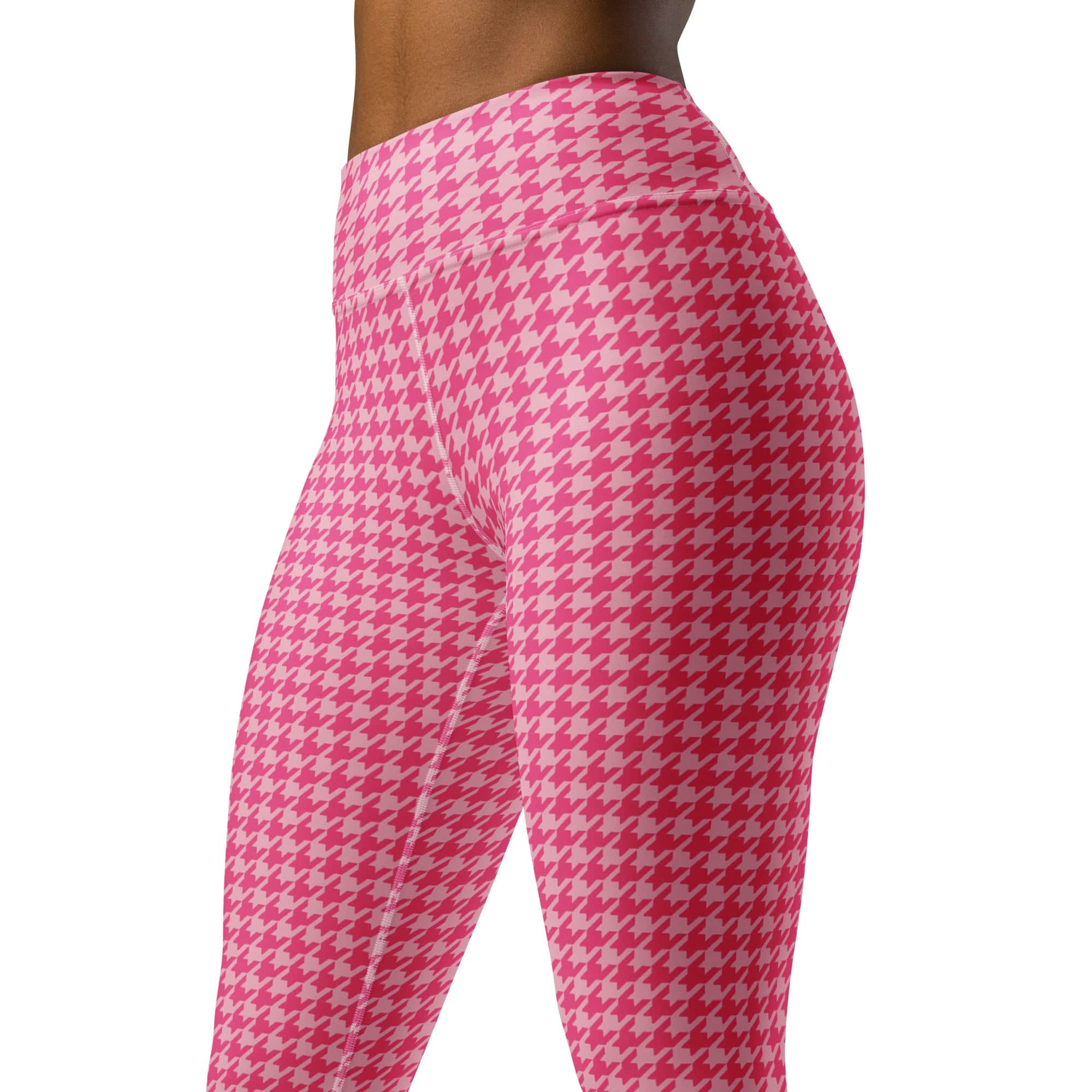 Power Pink Houndstooth Yoga Leggings