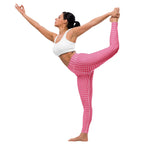 Power Pink Houndstooth Yoga Leggings