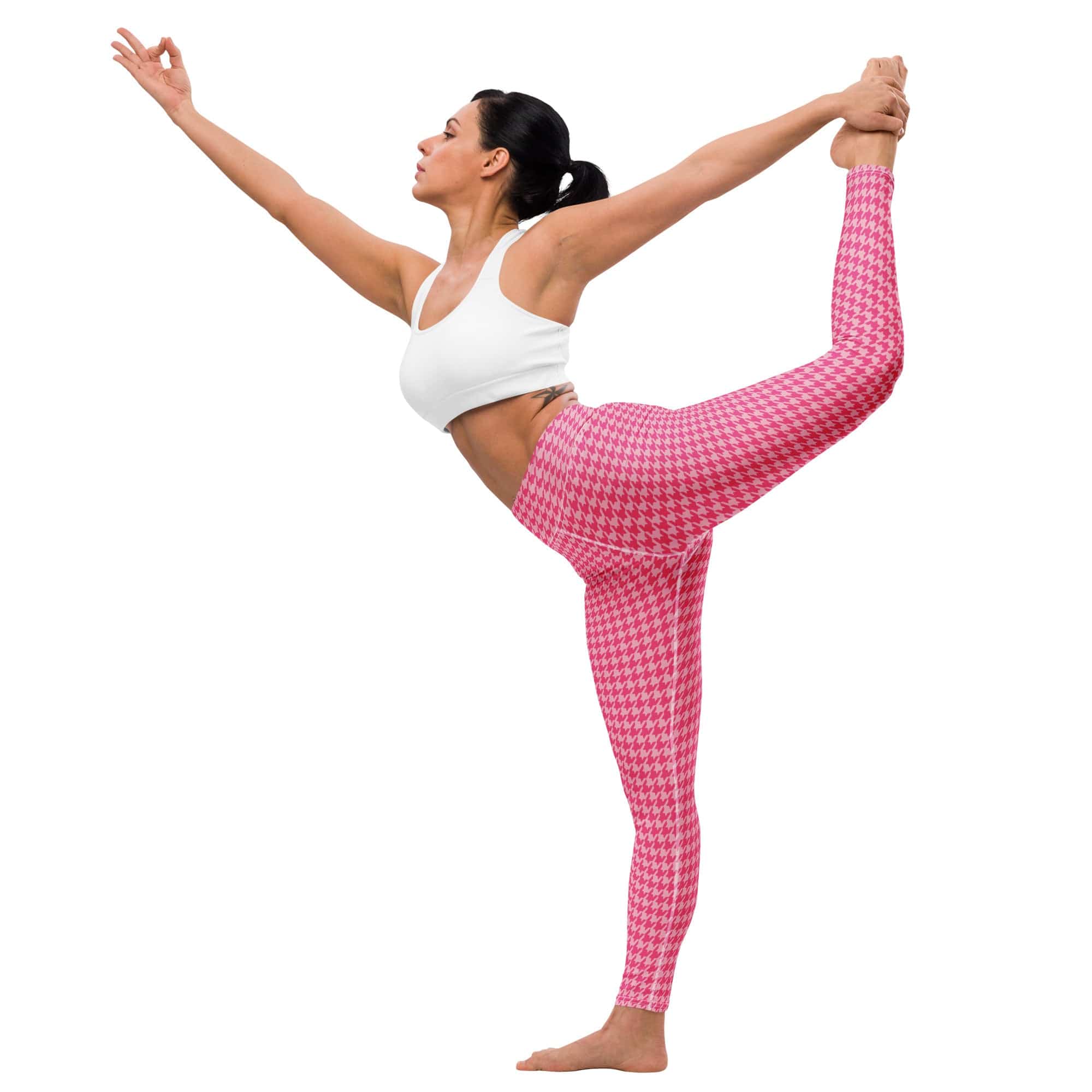 Power Pink Houndstooth Yoga Leggings
